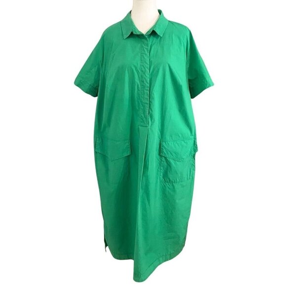 MARINA RINALDI SPORT GREEN COTTON-POPLIN DRESS - 16 - Picture 1 of 9